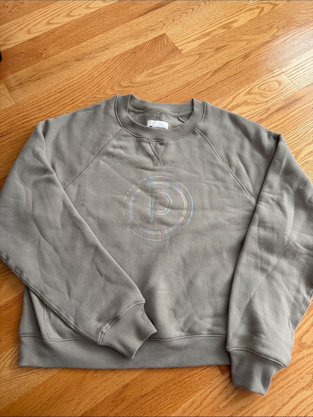 🆕Pure barre Crewneck Sweatshirt in Taupe with Reflective Logo